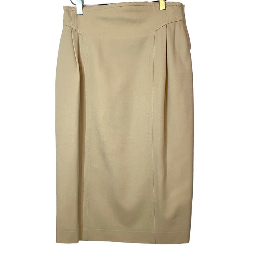 Escada Margaretha Ley Wool Pencil Skirt Tan Size 10